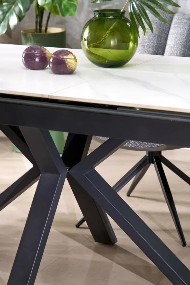 Prostokątny stół rozkładany PLATAN 140(180)x85 biały marmur/czarny I sklep meblowy MIRAT. styl LOFT