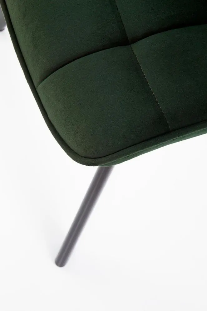 Krzesło tapicerowane K332 VELVET zielone z przeszyciami | MIRAT.