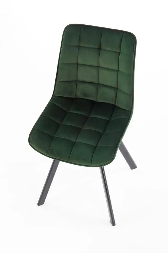 Krzesło tapicerowane K332 VELVET zielone z przeszyciami | MIRAT.