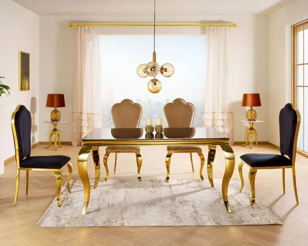 Stół PRINCE 150x90 czarny/złoty I sklep meblowy MIRAT. styl GLAMOUR