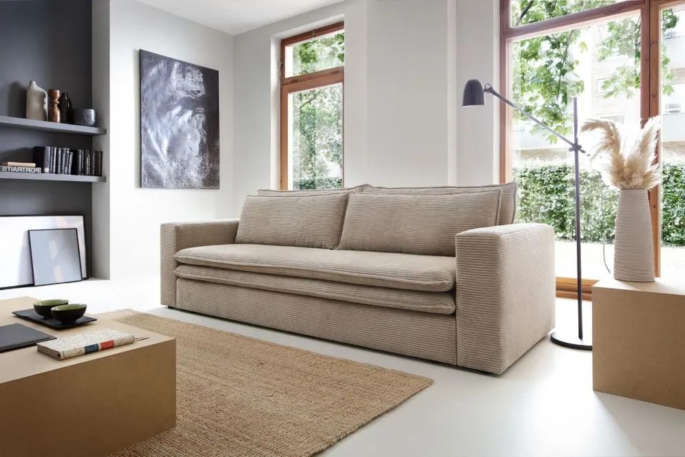 Sofa rozkładana LUNA beżowa sztruksowa I sklep meblowy MIRAT.