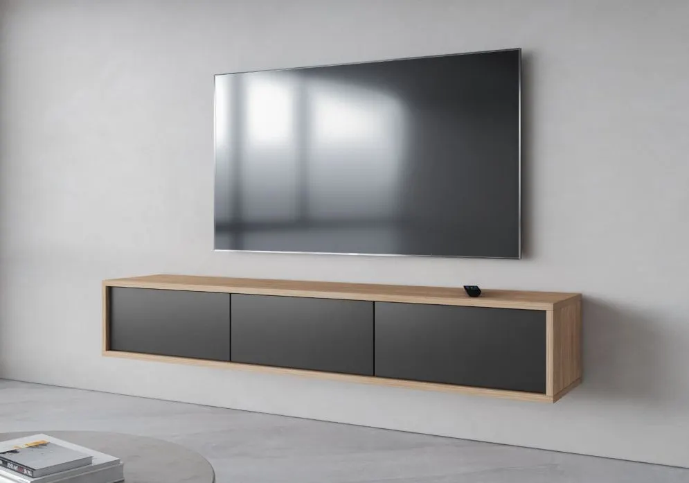 Szafka RTV FRIDA 3K 180cm dąb olejowany/antracyt stojąca I sklep meblowy MIRAT.