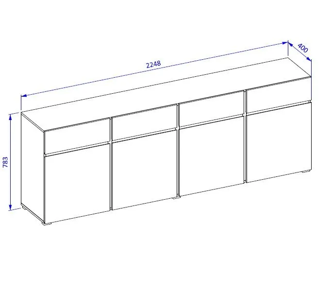 Komoda CROSS 4D4S 225cm zielona/czarna z płyty laminowanej I sklep meblowy MIRAT.  kolekcja HV-CROSS