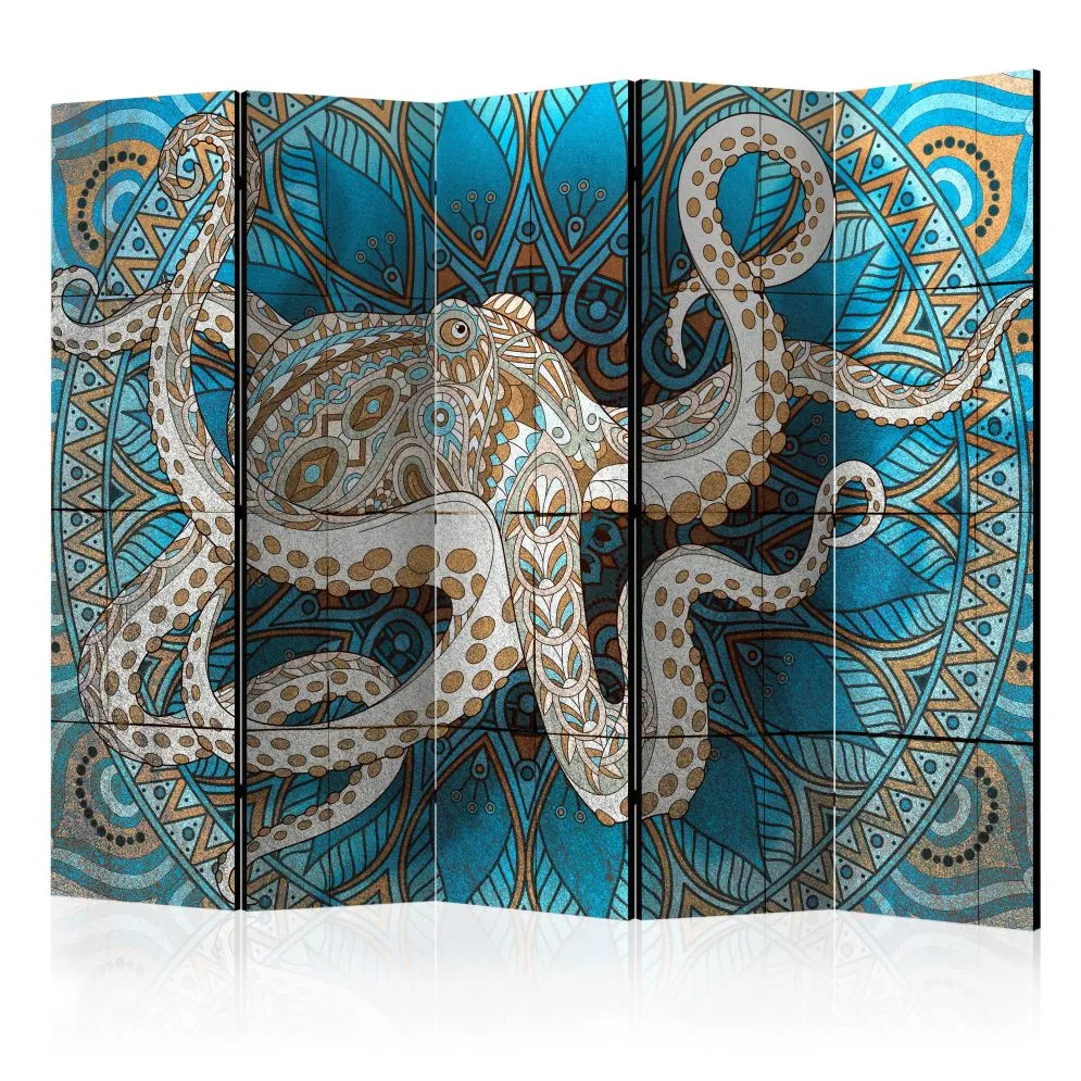 Parawan jednostronny Orient 225x172 cm 5-częściowy szary | MIRAT.