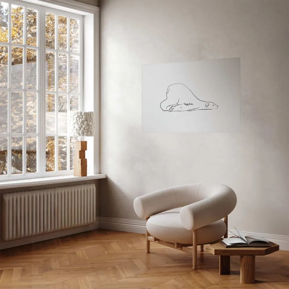 Plakat Leniwy niedźwiedź 90x60 cm bez ramy z marginesem | MIRAT.