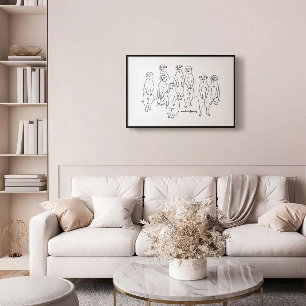 Plakat Rodzina surykatek 30x21 cm z ramą czarną z marginesem | MIRAT.