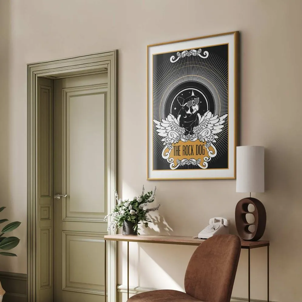 Plakat The Rock Dog 60x90 cm z ramą złotą z marginesem | MIRAT.