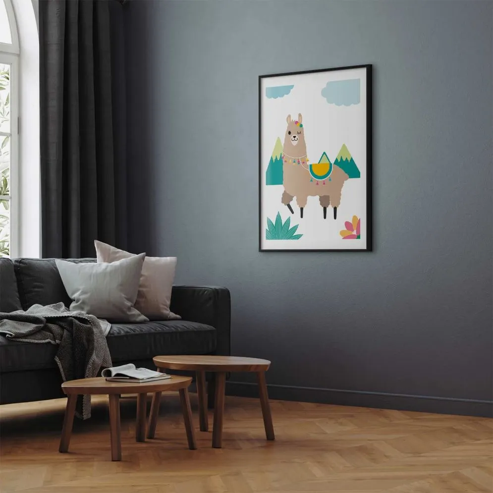 Plakat Niezwykła lama 29,7x42 cm z ramą czarną z marginesem | MIRAT.