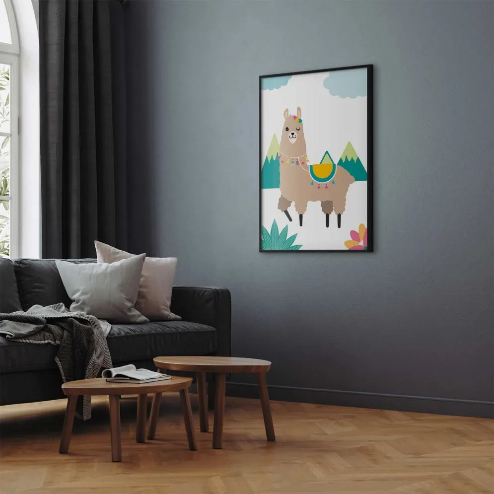 Plakat Niezwykła lama 40x60 cm z ramą czarną bez marginesu | MIRAT.