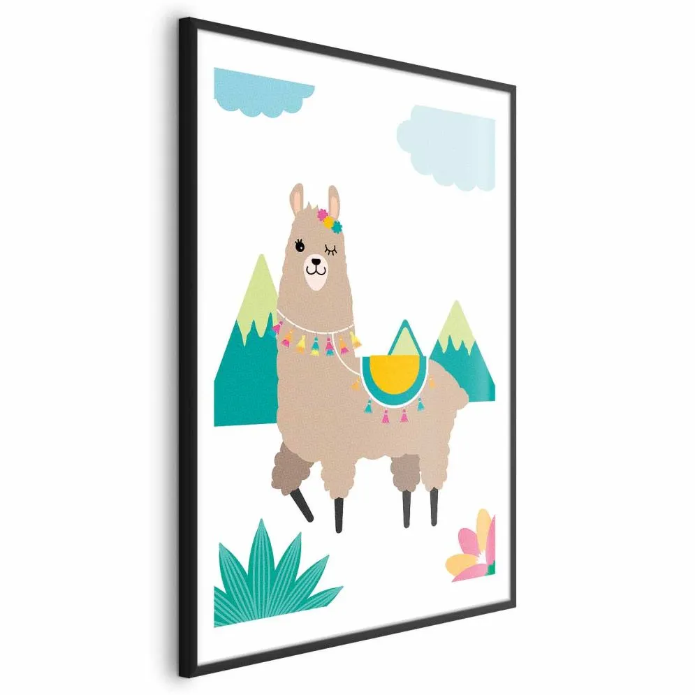 Plakat Niezwykła lama 29,7x42 cm z ramą czarną z marginesem | MIRAT.