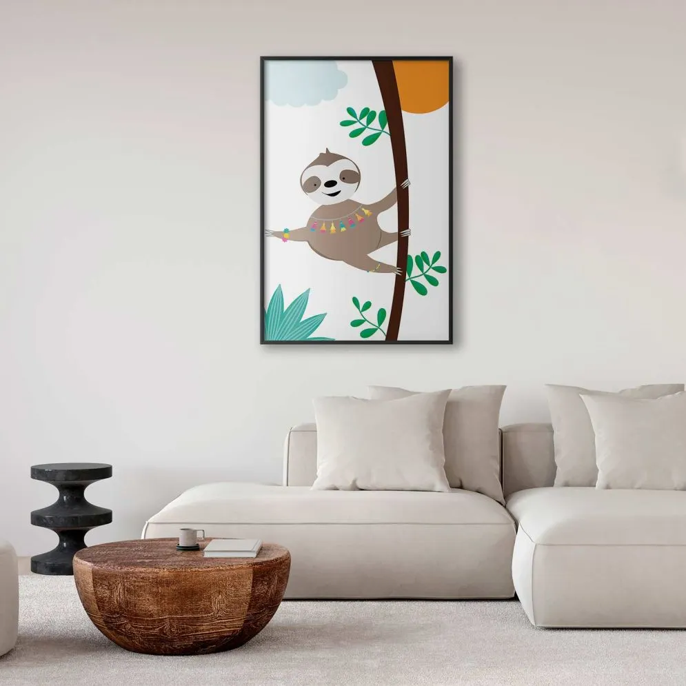Plakat Wesoły leniwiec 60x90 cm z ramą czarną bez marginesu | MIRAT.