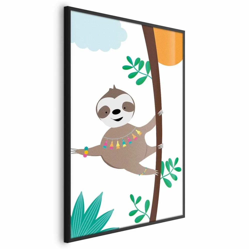 Plakat Wesoły leniwiec 60x90 cm z ramą czarną bez marginesu | MIRAT.