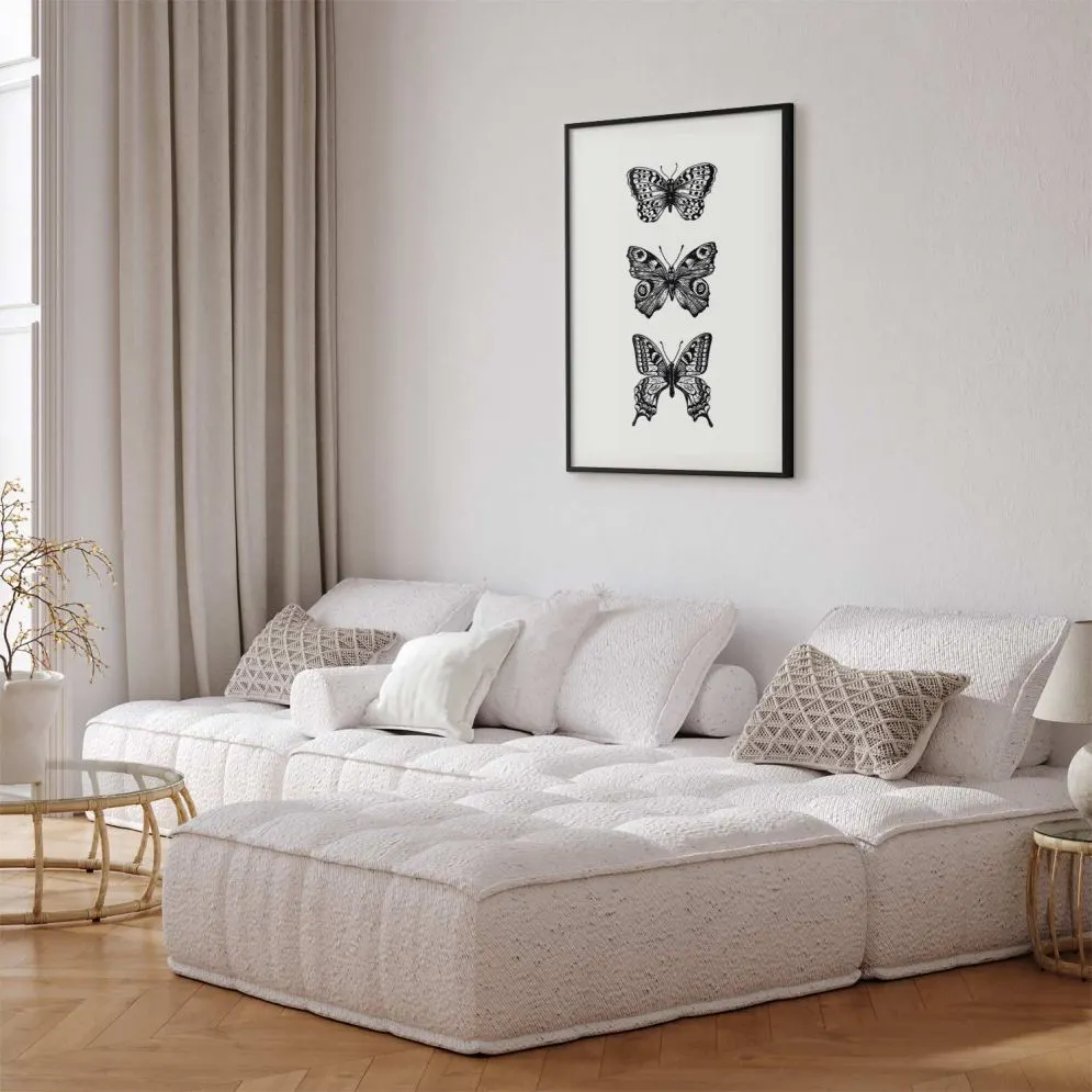 Plakat Trzy motyle 40x60 cm z ramą czarną bez marginesu | MIRAT.