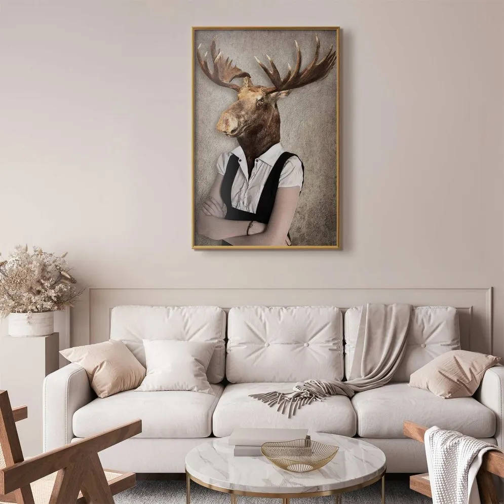 Plakat Łebski łoś 40x60 cm z ramą złotą bez marginesu | MIRAT.