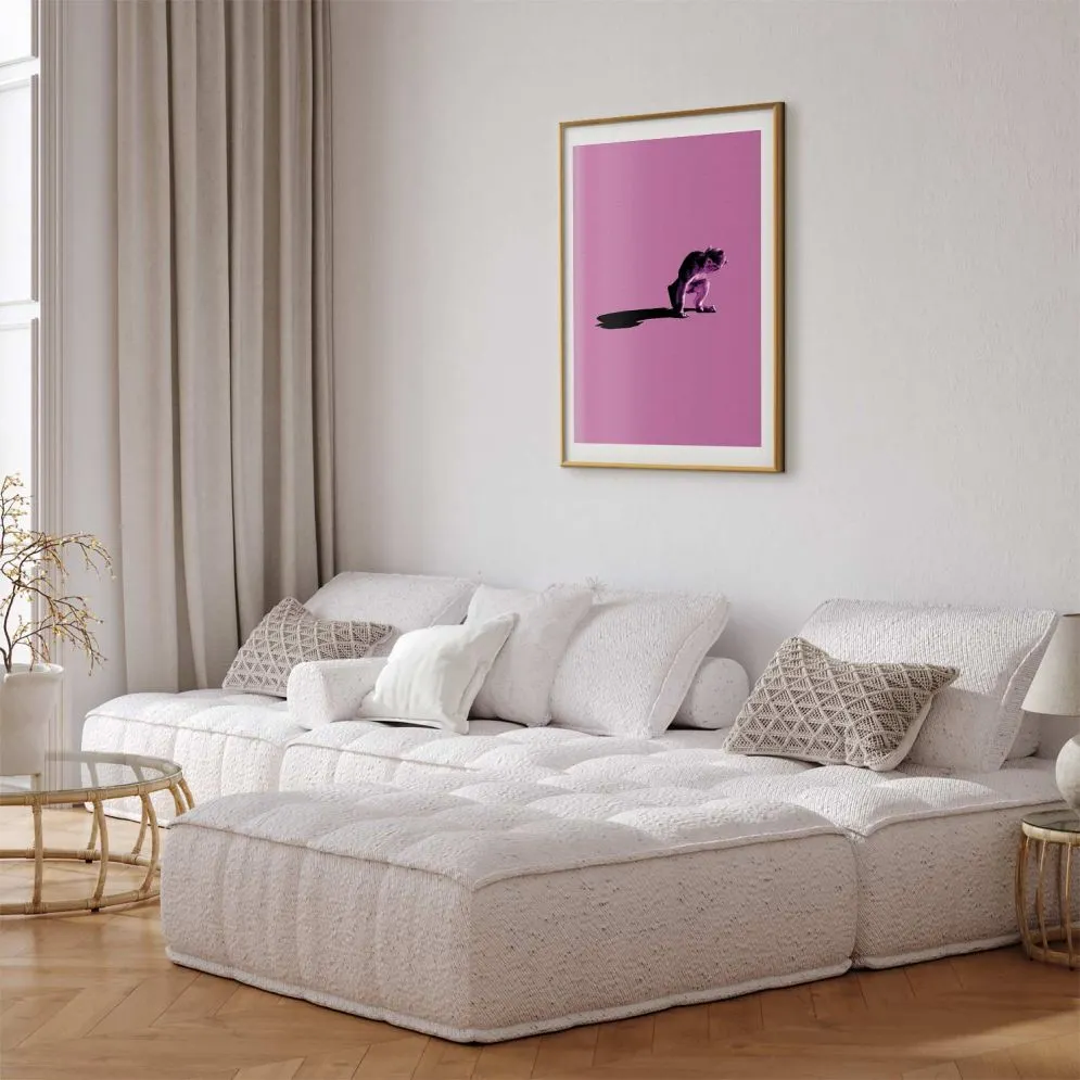 Plakat Mała małpka 29,7x42 cm z ramą złotą z marginesem | MIRAT.
