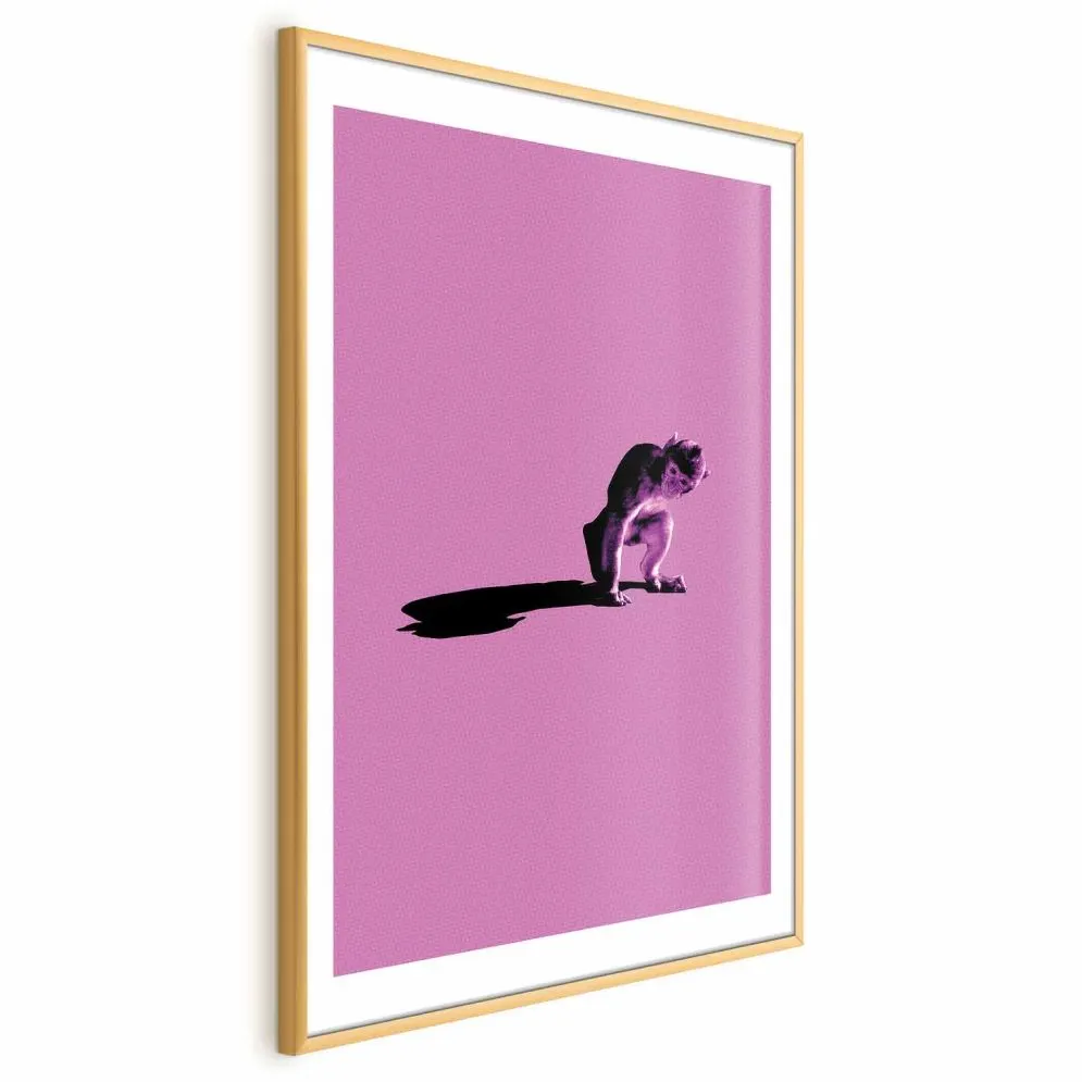 Plakat Mała małpka 29,7x42 cm z ramą złotą z marginesem | MIRAT.