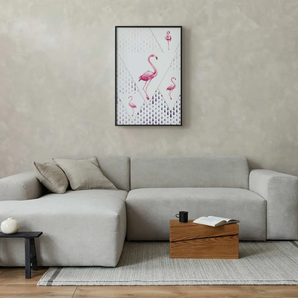 Plakat Rodzina flamingów 40x60 cm z ramą czarną bez marginesu | MIRAT.
