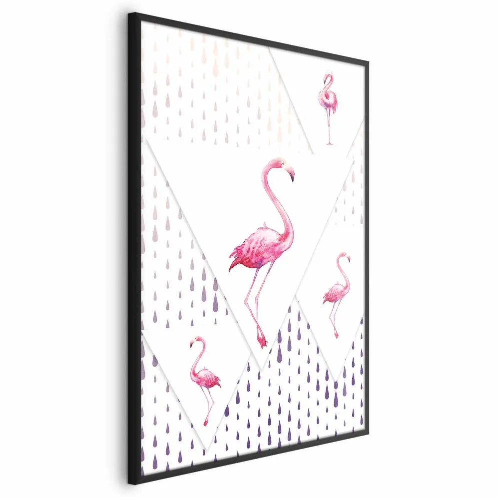 Plakat Rodzina flamingów 40x60 cm z ramą czarną bez marginesu | MIRAT.