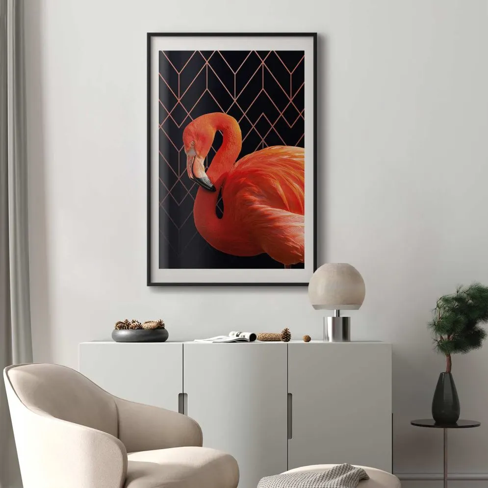 Plakat Flaming solo 29,7x42 cm z ramą czarną z marginesem | MIRAT.