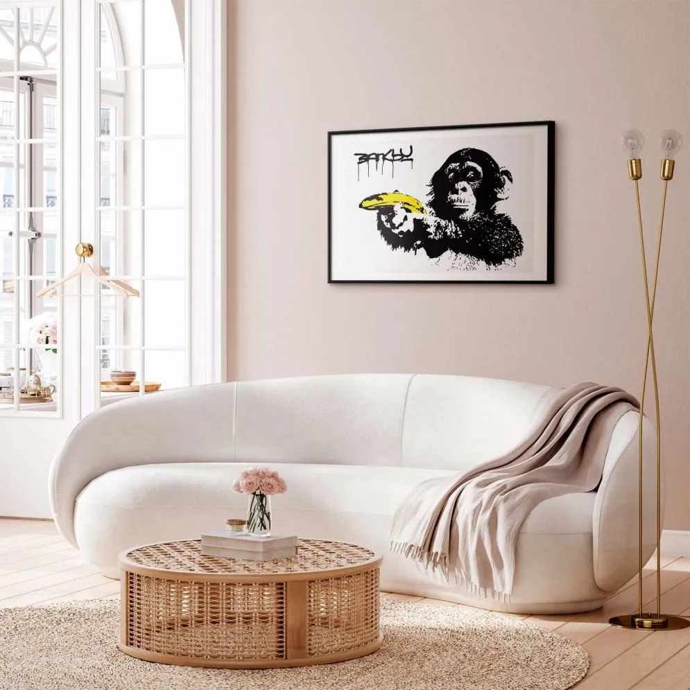 Plakat Bananowy pistolet 42x29,7 cm z ramą czarną z marginesem | MIRAT.