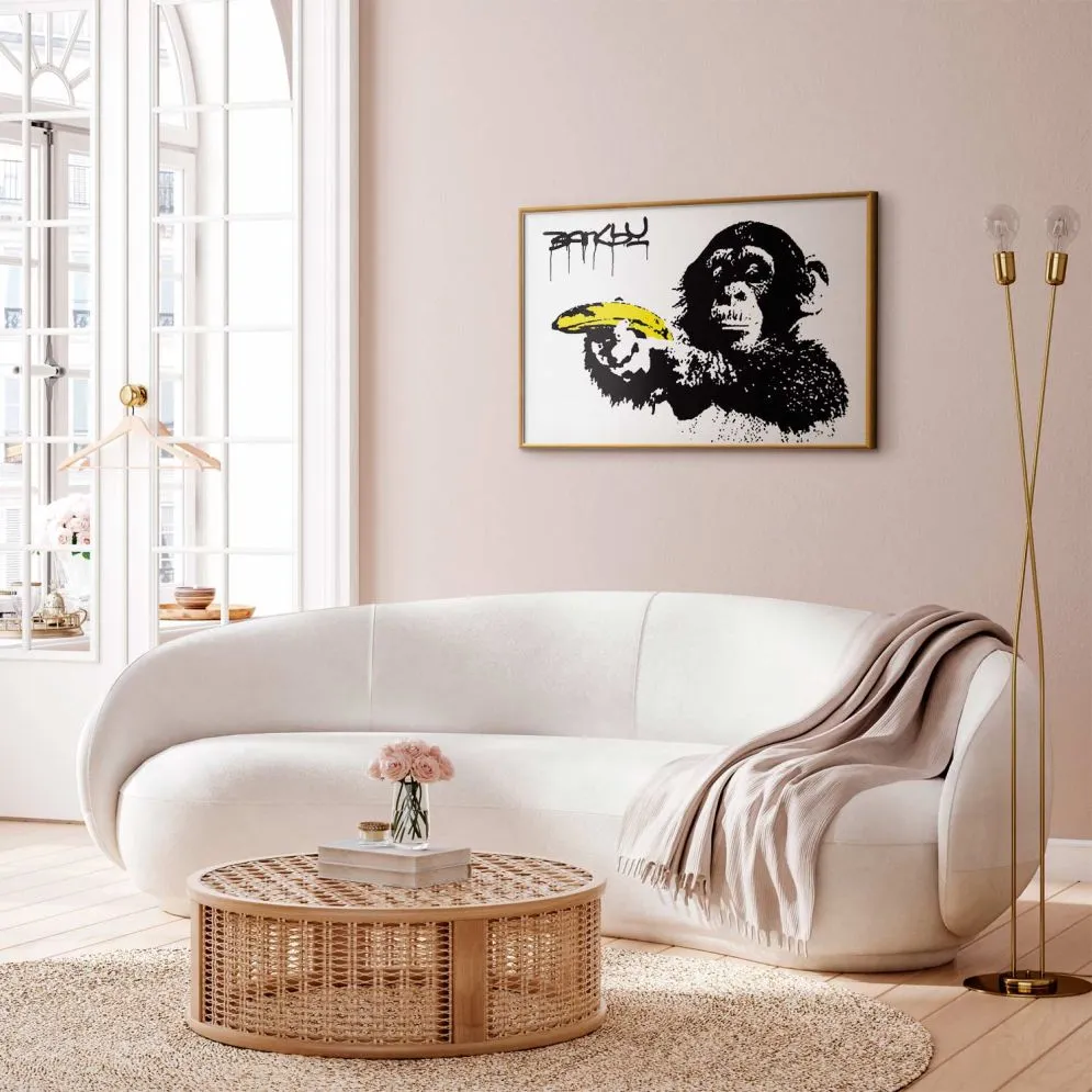 Plakat Bananowy pistolet 42x29,7 cm z ramą złotą bez marginesu | MIRAT.