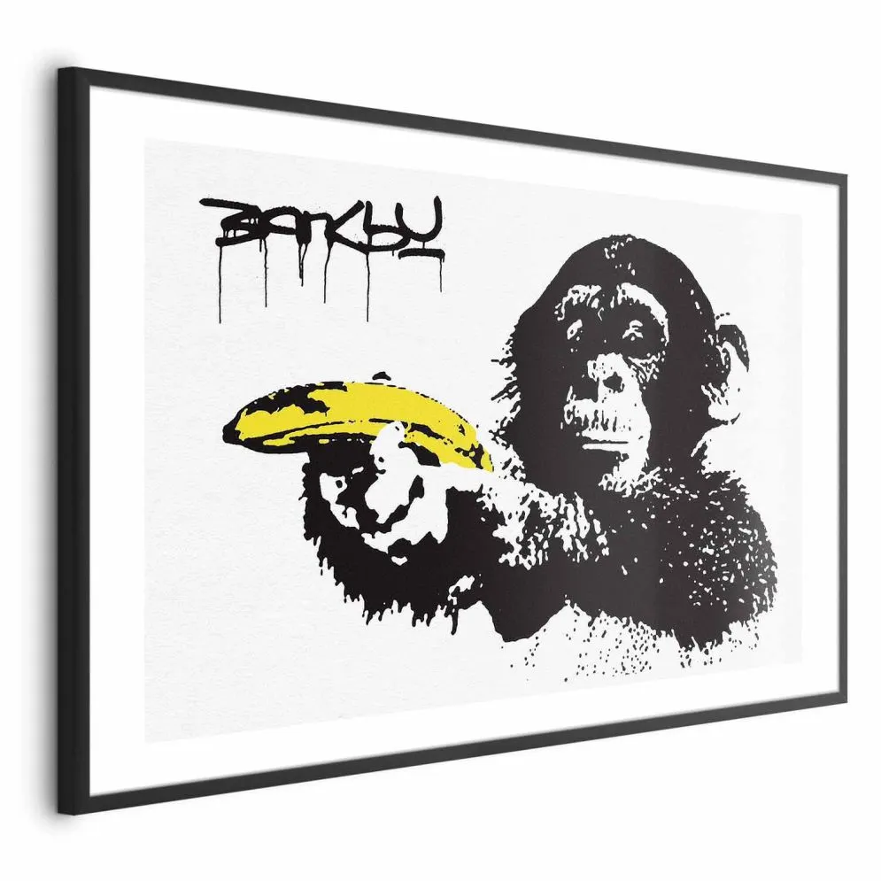 Plakat Bananowy pistolet 42x29,7 cm z ramą czarną z marginesem | MIRAT.