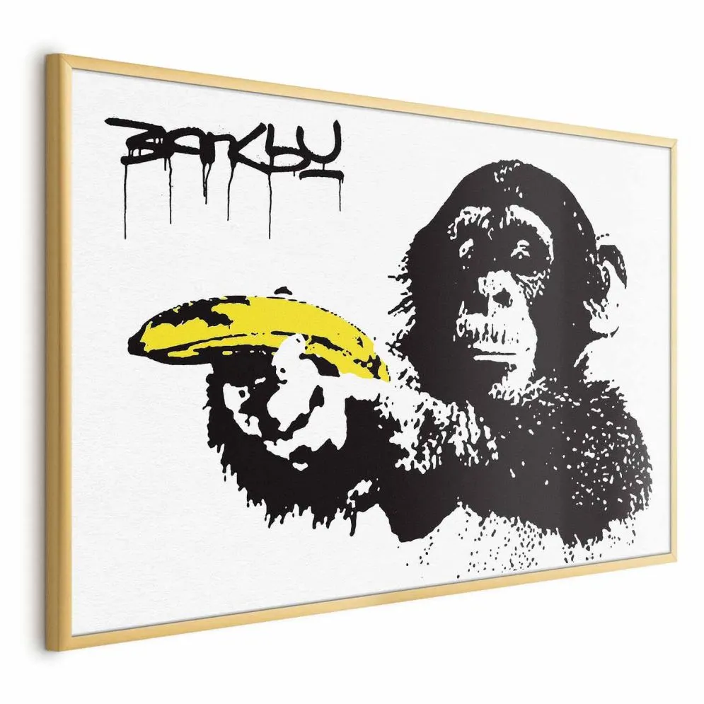 Plakat Bananowy pistolet 42x29,7 cm z ramą złotą bez marginesu | MIRAT.