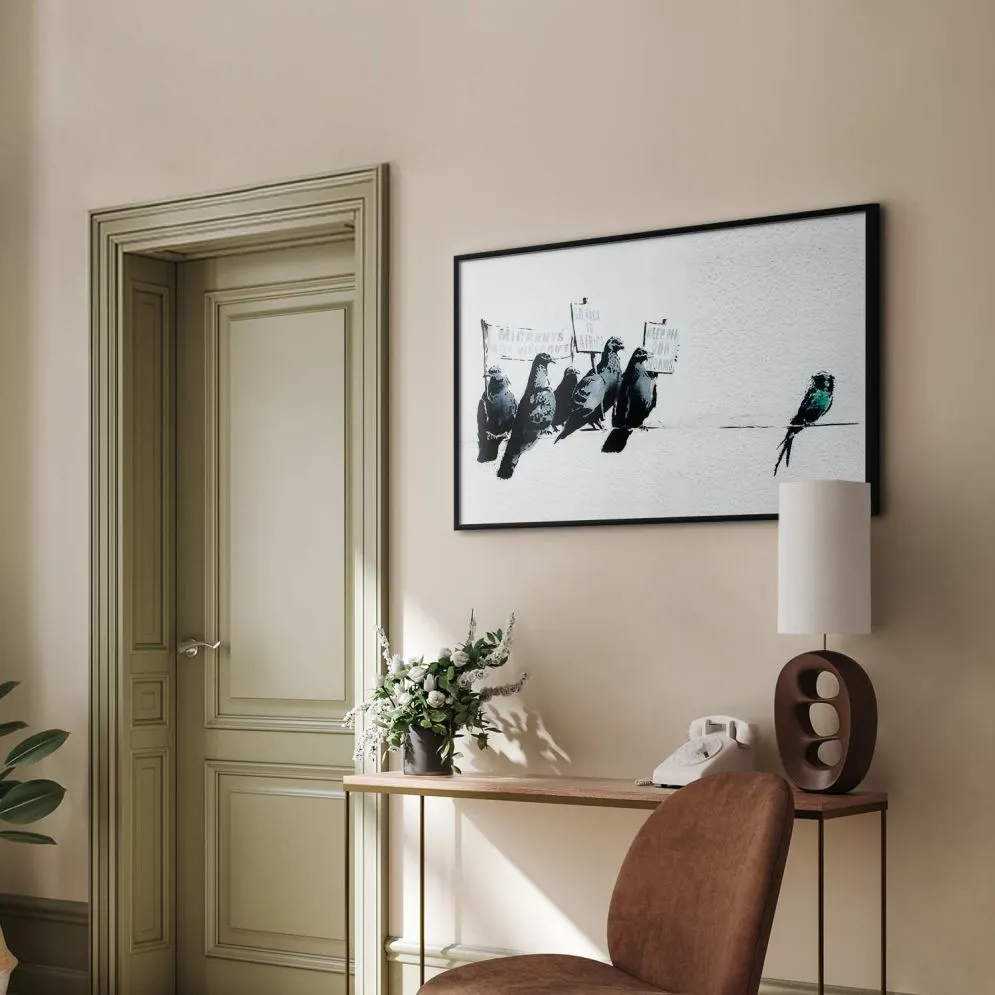 Plakat Ksenofobiczne gołębie 60x40 cm z ramą czarną bez marginesu | MIRAT.