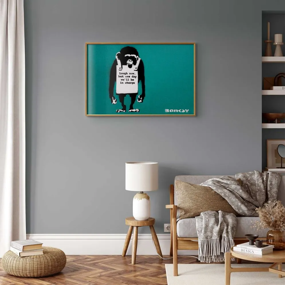 Plakat Zła małpa 60x40 cm z ramą złotą bez marginesu | MIRAT.