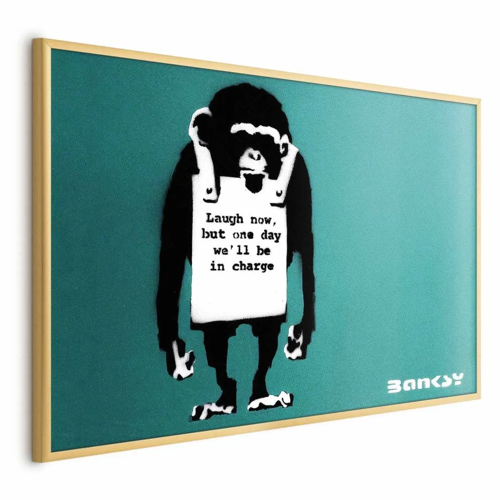 Plakat Zła małpa 60x40 cm z ramą złotą bez marginesu | MIRAT.