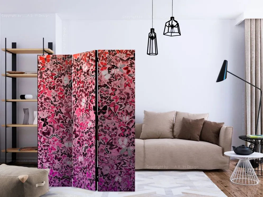 Parawan jednostronny Tła i desenie 135x172 cm 3-częściowy różowy | MIRAT.
