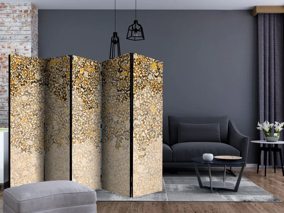 Parawan dwustronny Tła i desenie 225x172 cm 5-częściowy beżowy | MIRAT.