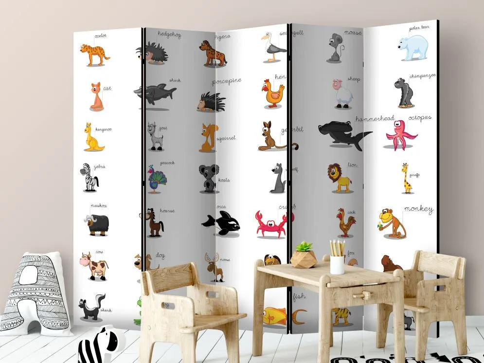 Parawan dwustronny Dla dzieci 225x172 cm 5-częściowy wielokolorowy | MIRAT.