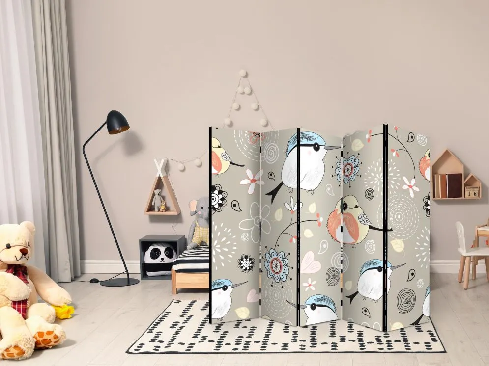 Parawan akustyczny Dla dzieci 225x172 cm 5-częściowy szary | MIRAT.