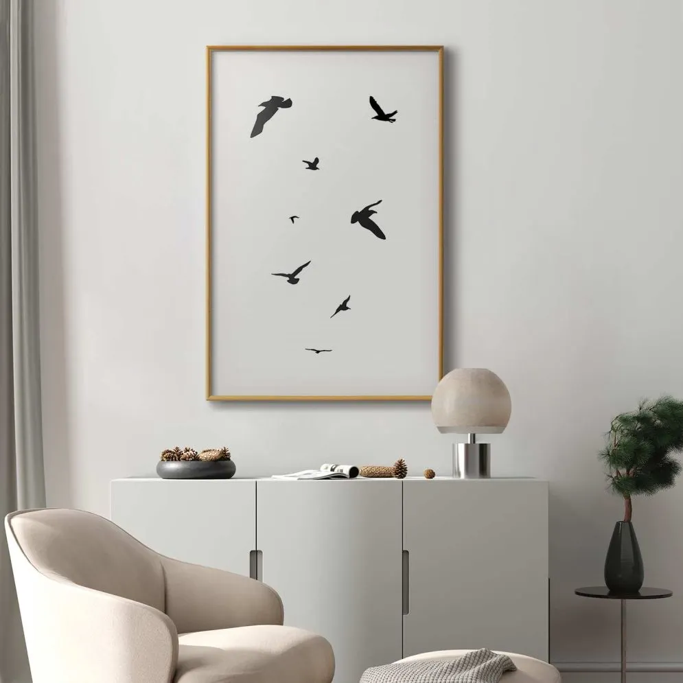 Plakat Wieczorny lot 40x60 cm z ramą złotą bez marginesu | MIRAT.
