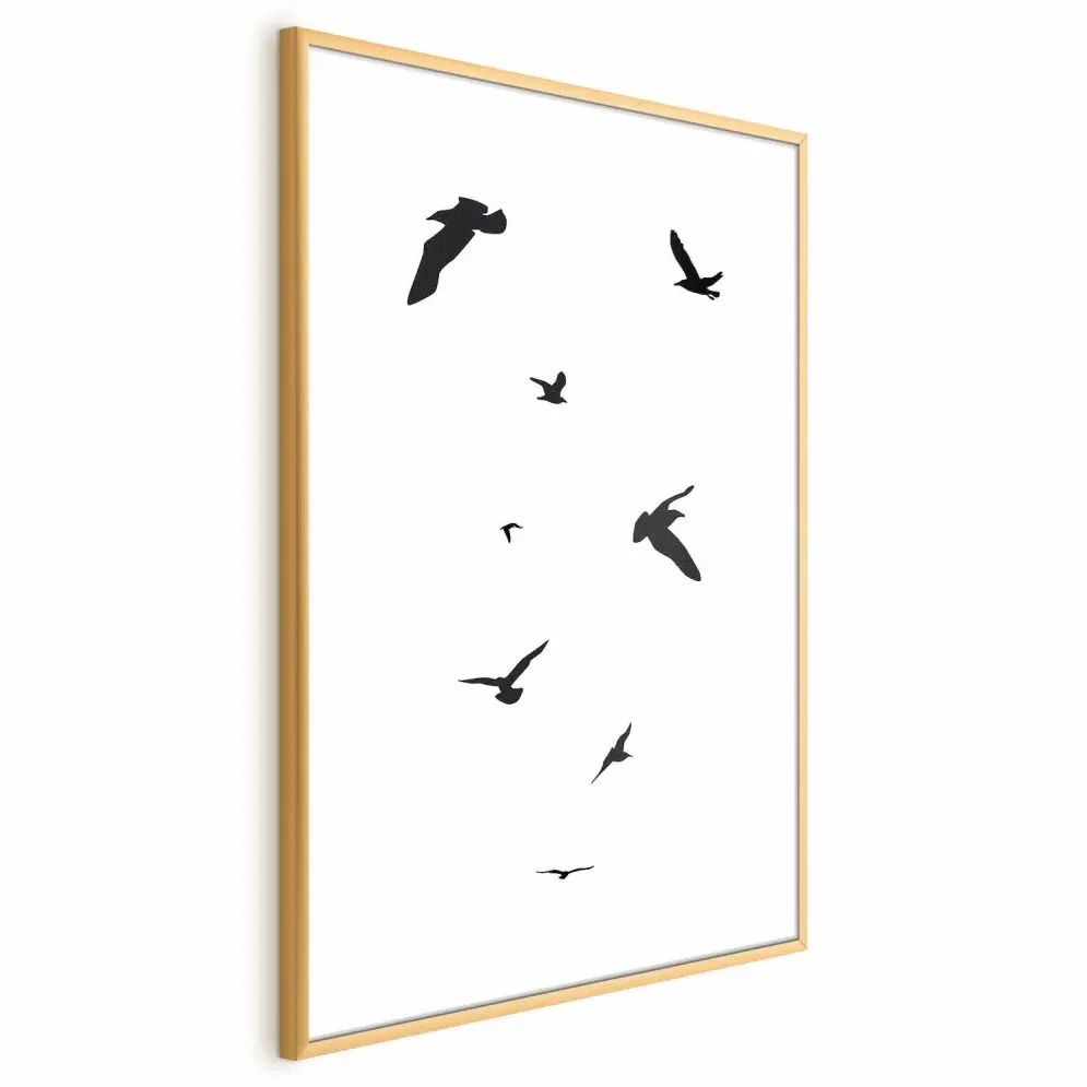 Plakat Wieczorny lot 40x60 cm z ramą złotą bez marginesu | MIRAT.