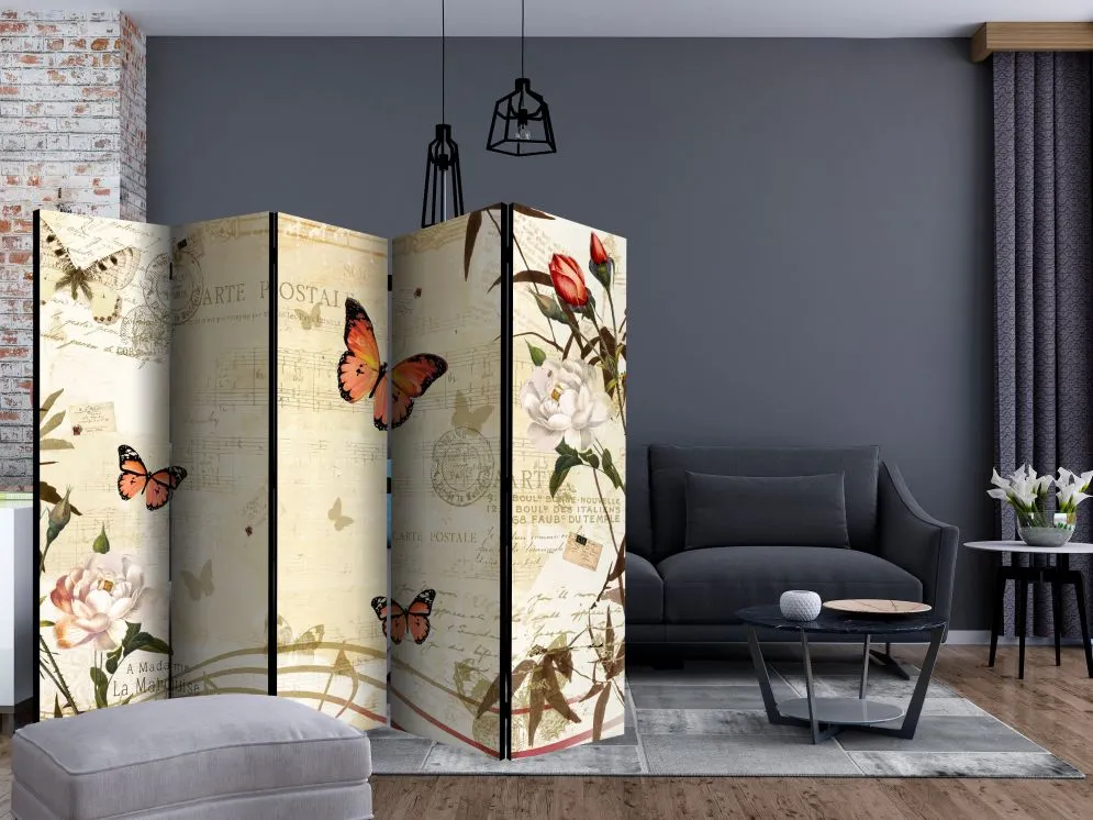 Parawan akustyczny Tła i desenie 225x172 cm 5-częściowy biały | MIRAT.