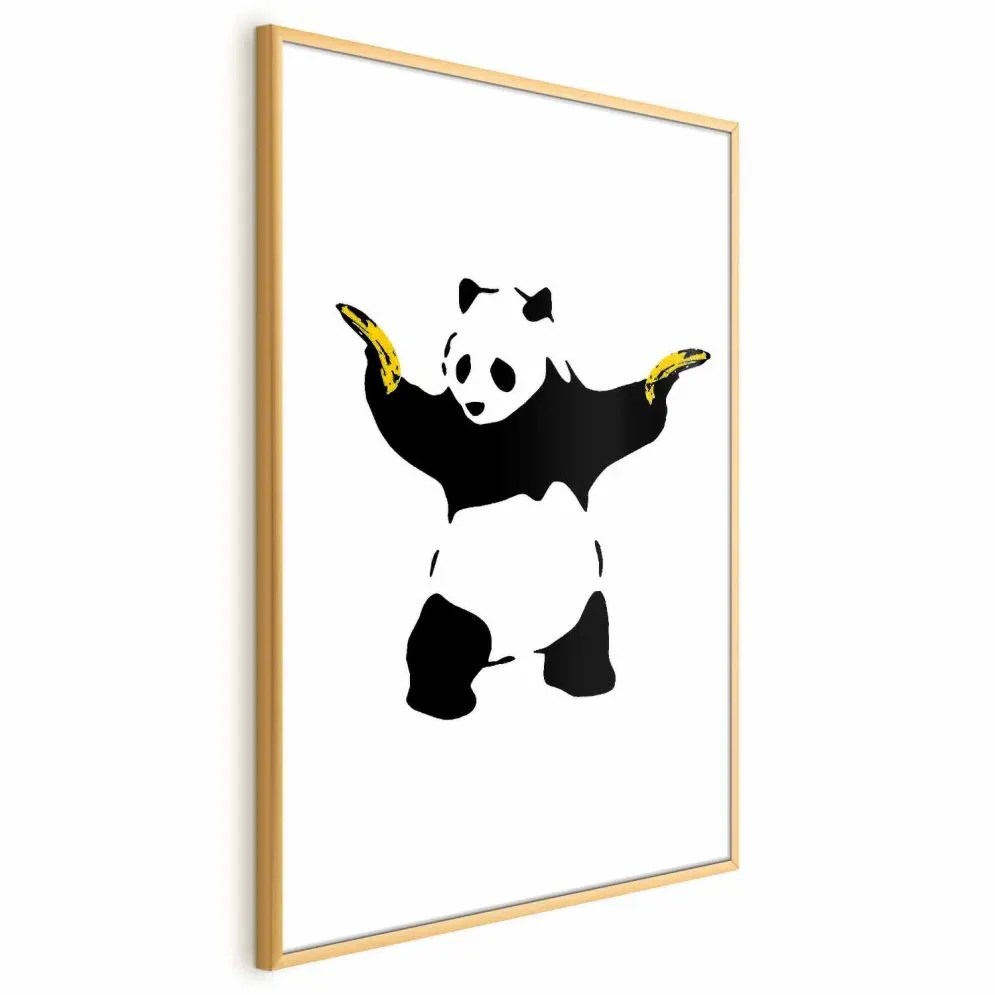 Plakat Panda with Guns 29,7x42 cm z ramą złotą bez marginesu | MIRAT.
