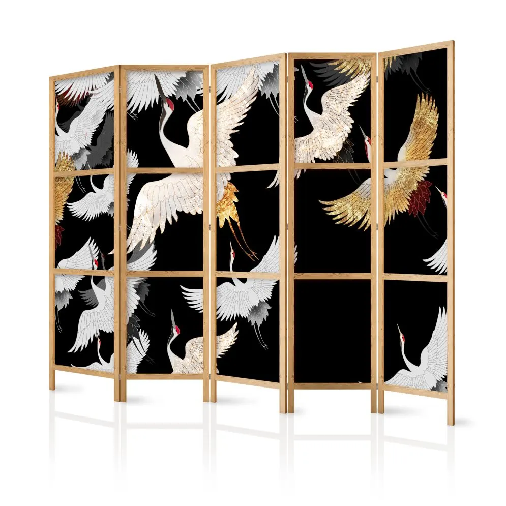 Parawan japoński Orient 225x172 cm 5-częściowy czarny | MIRAT.