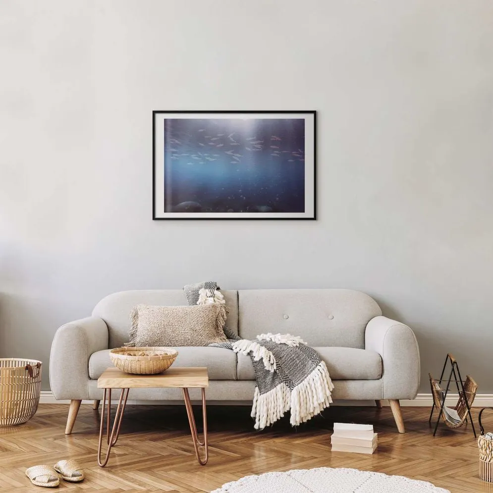 Plakat Rybki w głębinach 30x21 cm z ramą czarną z marginesem | MIRAT.
