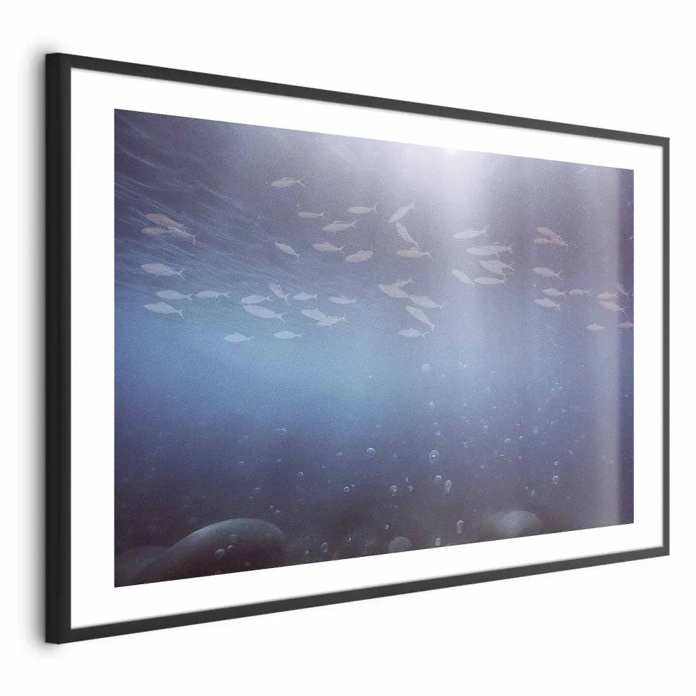 Plakat Rybki w głębinach 30x21 cm z ramą czarną z marginesem | MIRAT.