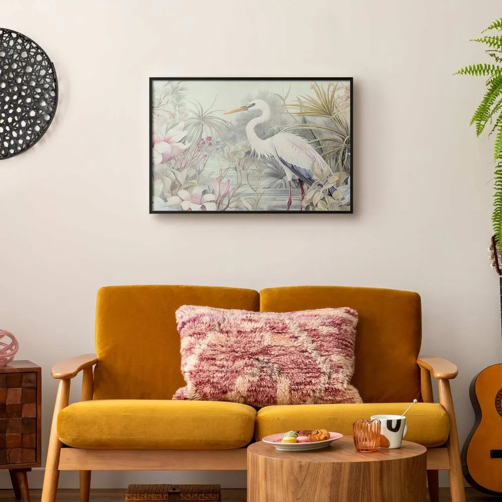 Plakat Czapla 60x40 cm z ramą czarną bez marginesu | MIRAT.