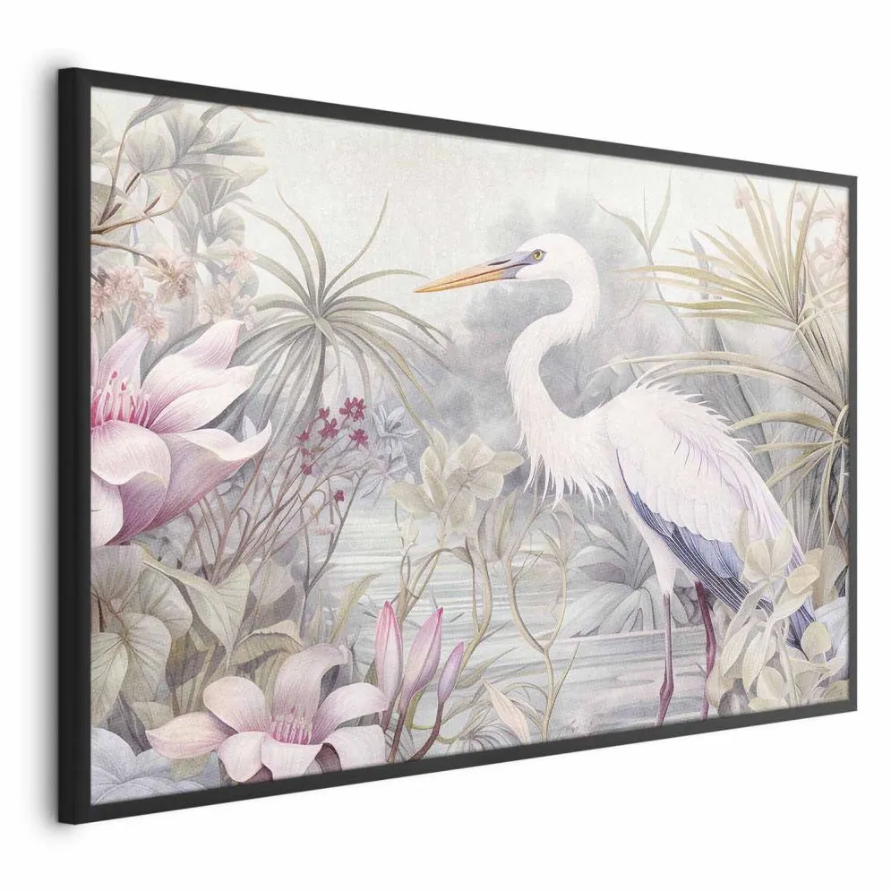 Plakat Czapla 60x40 cm z ramą czarną bez marginesu | MIRAT.
