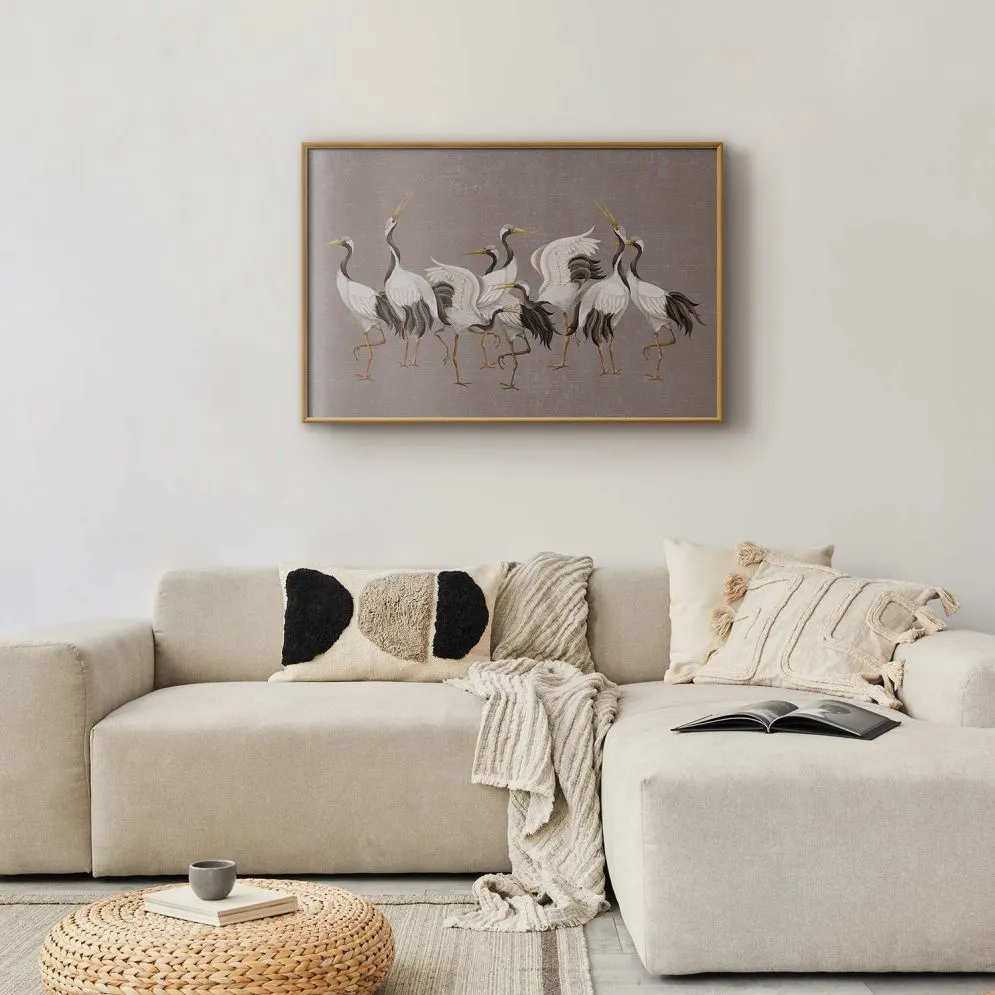 Plakat Taniec żurawi 30x21 cm z ramą złotą bez marginesu | MIRAT.