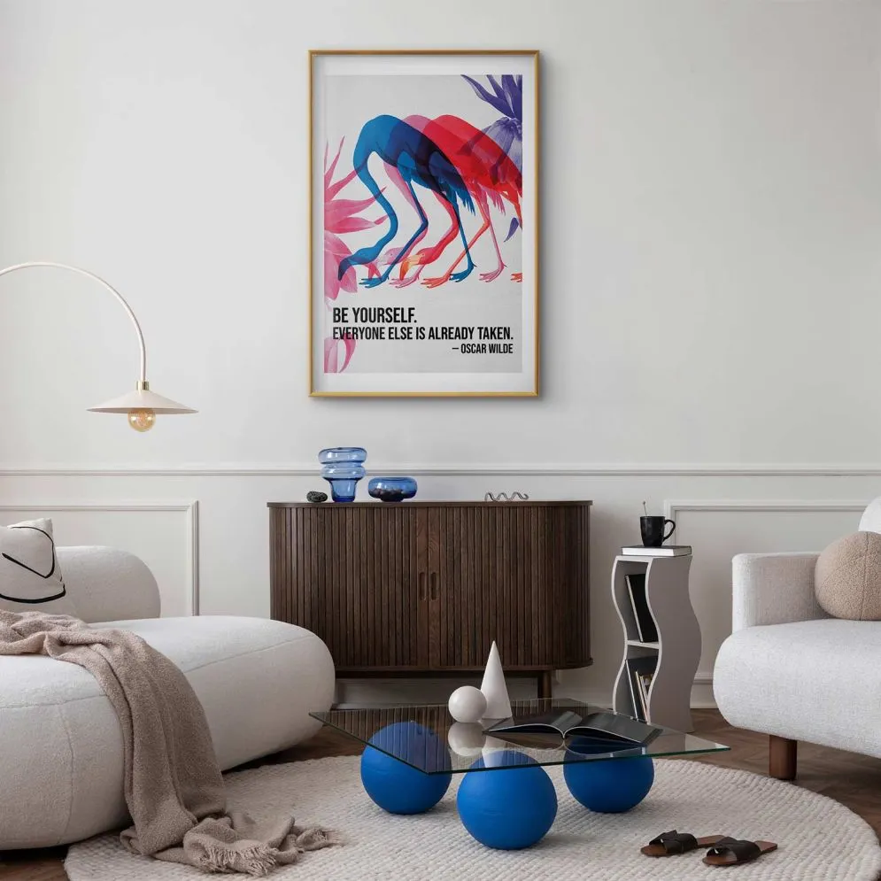 Plakat Kolorowa repetycja 60x90 cm z ramą złotą z marginesem | MIRAT.