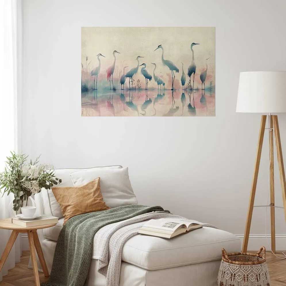 Plakat Ptaki nad jeziorem 90x60 cm bez ramy bez marginesu | MIRAT.