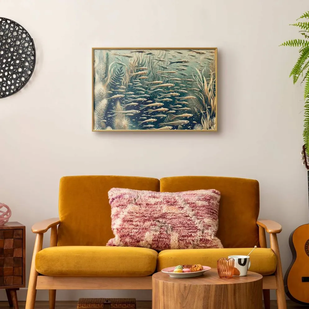Plakat Oceaniczna przyroda 60x40 cm z ramą złotą bez marginesu | MIRAT.