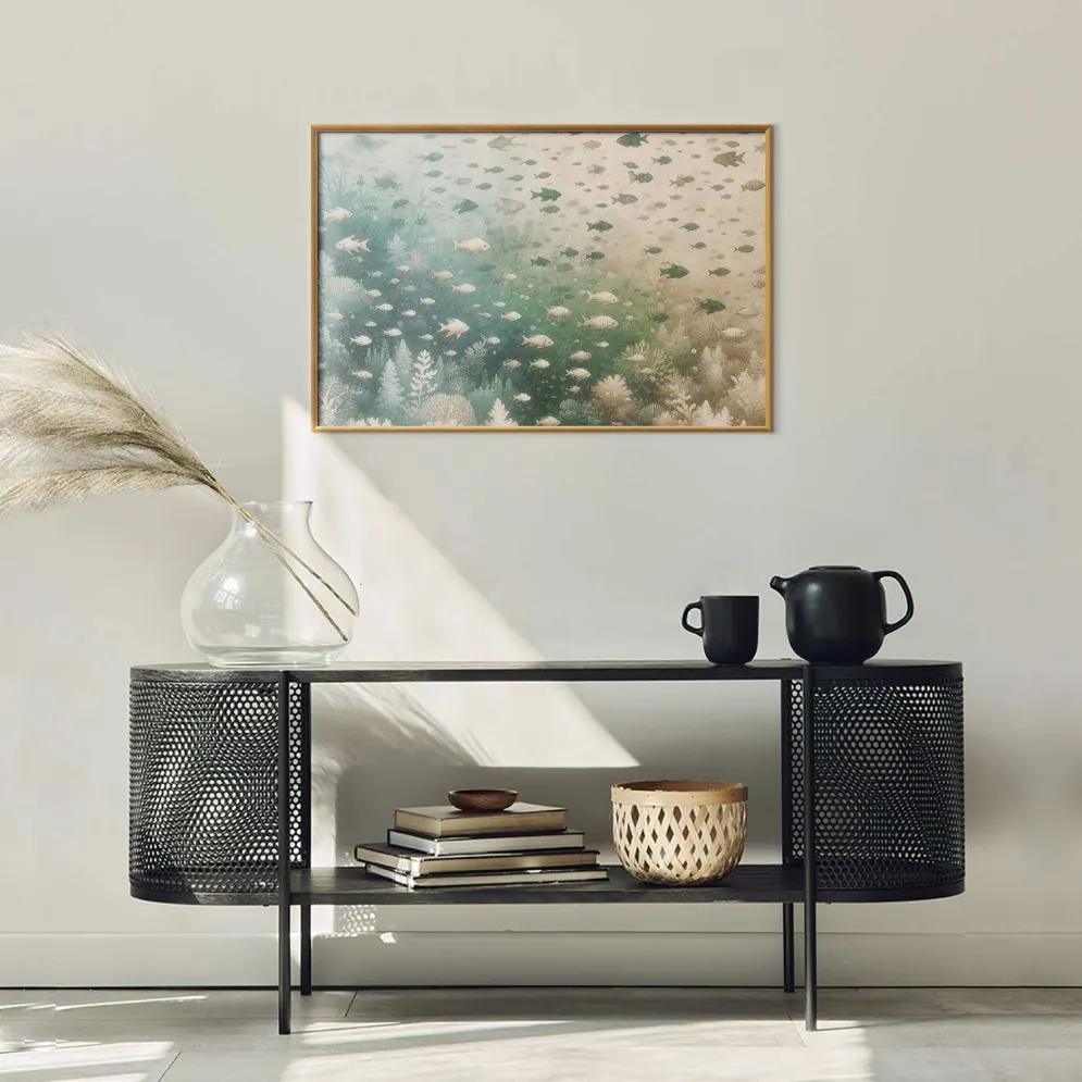Plakat Morski świat 60x40 cm z ramą złotą bez marginesu | MIRAT.