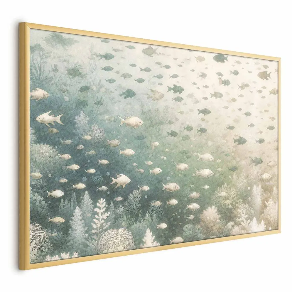 Plakat Morski świat 60x40 cm z ramą złotą bez marginesu | MIRAT.