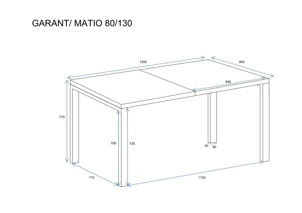 Stół rozkładany MATIO 130(220)x80 dąb natura 8-osobowy I sklep meblowy MIRAT. styl LOFT